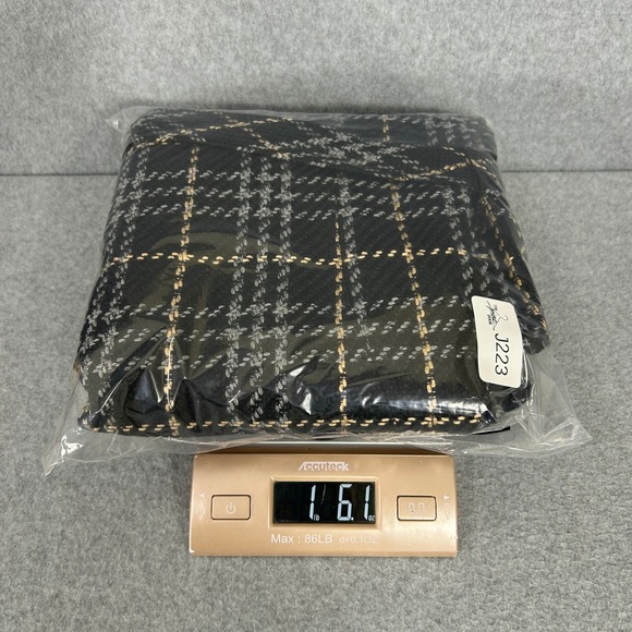 Amber Sun Belted Vest Black Gray Plaid Tweed Sleeveless Tie Waist Blazer Size XL - Picture 13 of 14